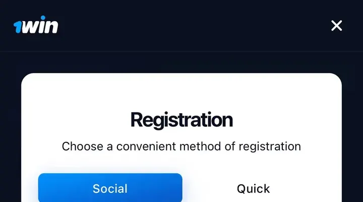 Página de registro de 1win Casino
