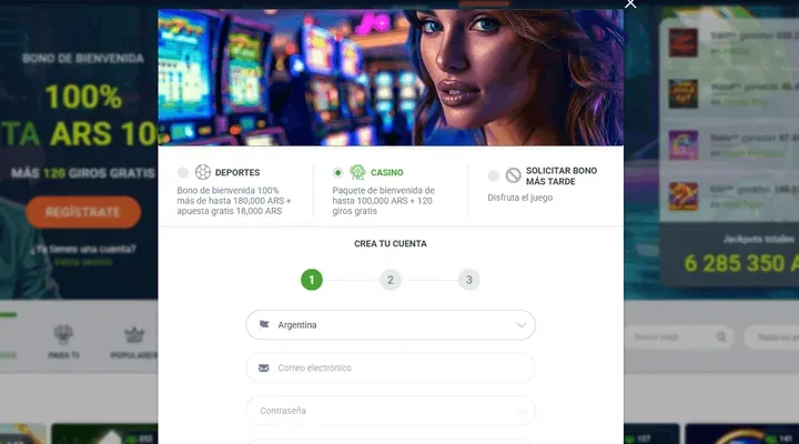 Página de registro de 20Bet Casino
